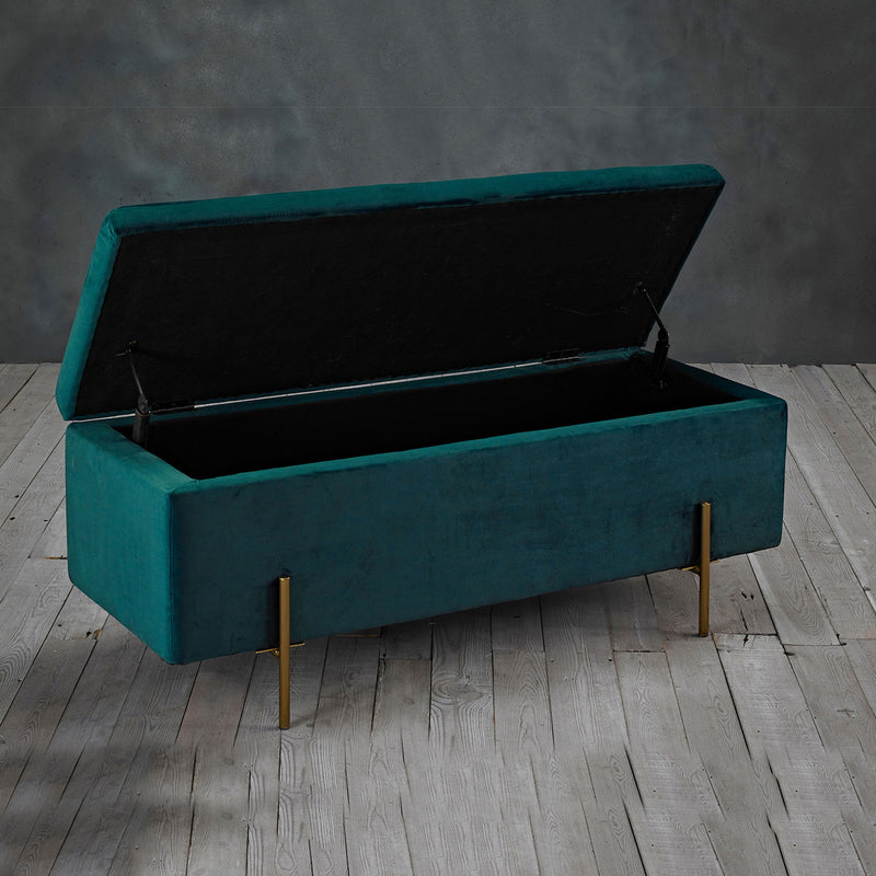 Lola Velvet Storage Ottoman Bench by Lavishway | Benches & Storage Benches-28332