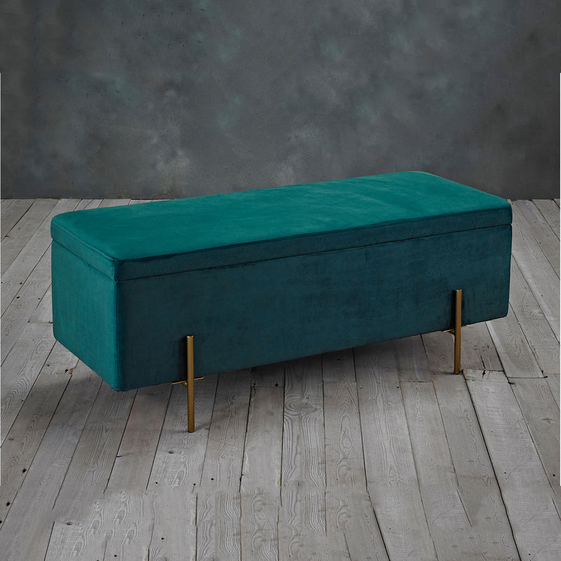 Lola Velvet Storage Ottoman Bench by Lavishway | Benches & Storage Benches-28327