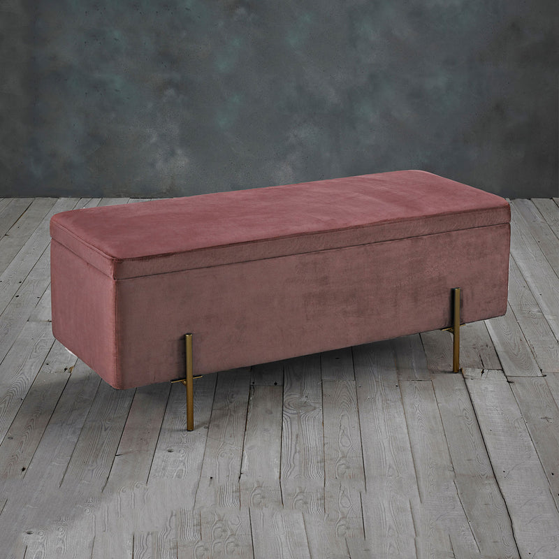 Lola Velvet Storage Ottoman Bench by Lavishway | Benches & Storage Benches-28328