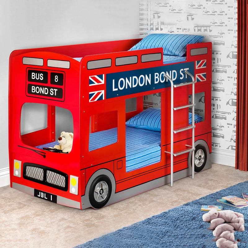 London High Gloss Red Bus Bunk Bed Frame by Lavishway | Wooden Beds-61948