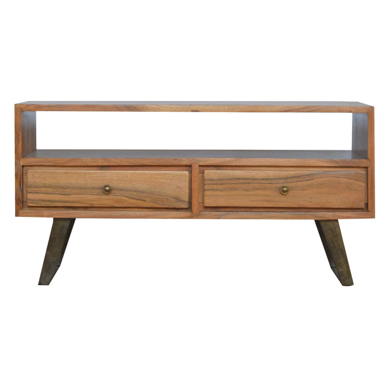 Lowry Acacia Wooden Finish 2 Drawer TV Unit by Lavishway | TV Units Cabinets-58713