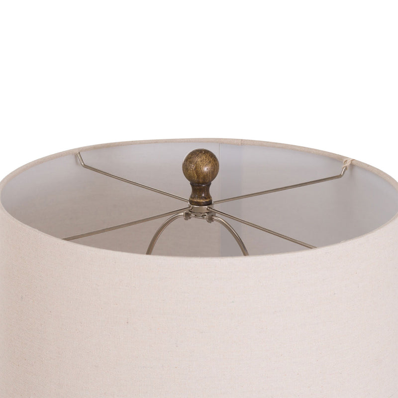 Luca Grey Finish Natural Shade Table Lamp by Lavishway | Table Lamps-51424