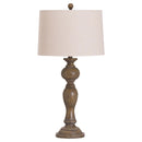 Luca Grey Finish Natural Shade Table Lamp by Lavishway | Table Lamps-51422