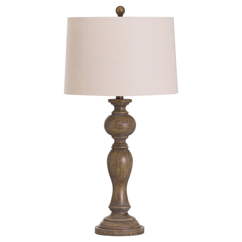 Luca Grey Finish Natural Shade Table Lamp by Lavishway | Table Lamps-51422
