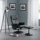Lugano Faux Leather Recline Chair & Stool by Lavishway | Recliner Armchairs-61928