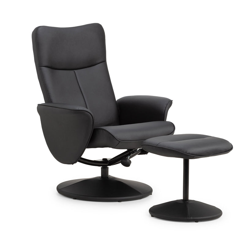 Lugano Faux Leather Recline Chair & Stool by Lavishway | Recliner Armchairs-61929