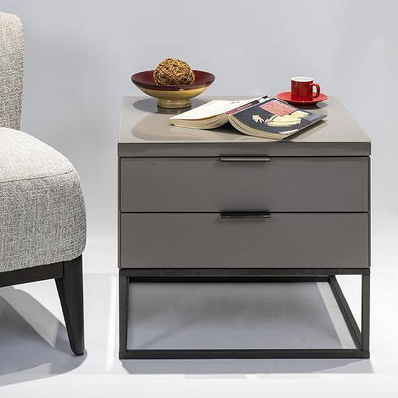 Lustro Glass Top 2 Drawer Nightstand by Lavishway | Bedside Tables-23118