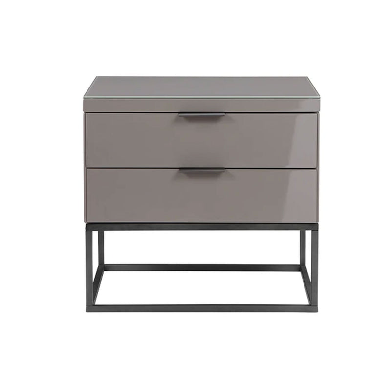 Lustro Glass Top 2 Drawer Nightstand by Lavishway | Bedside Tables-23119