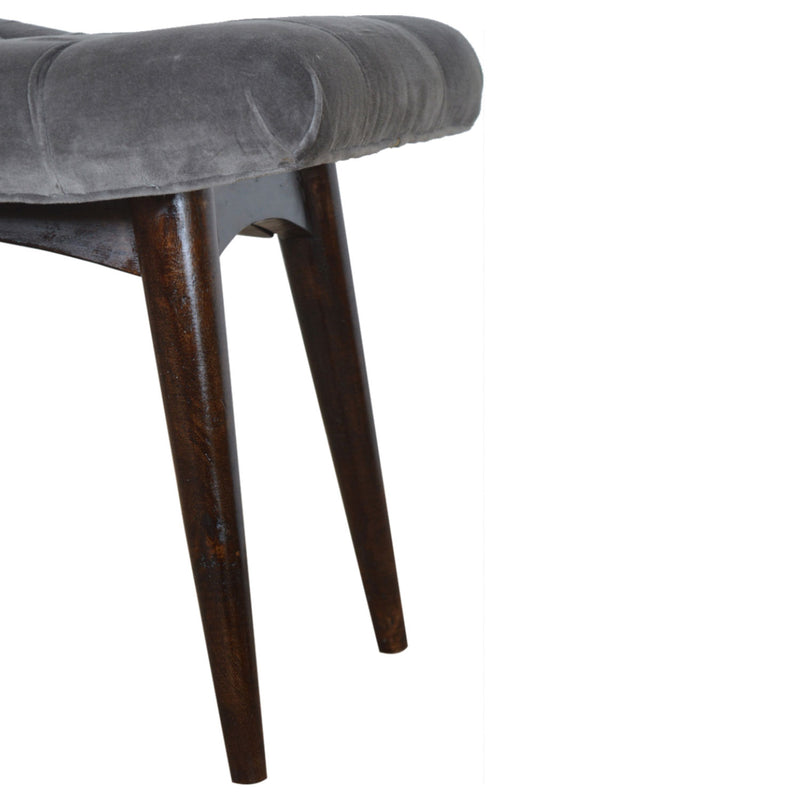 Luxor Grey Velvet Curved Seat Bench by Lavishway | Benches & Storage Benches-59478