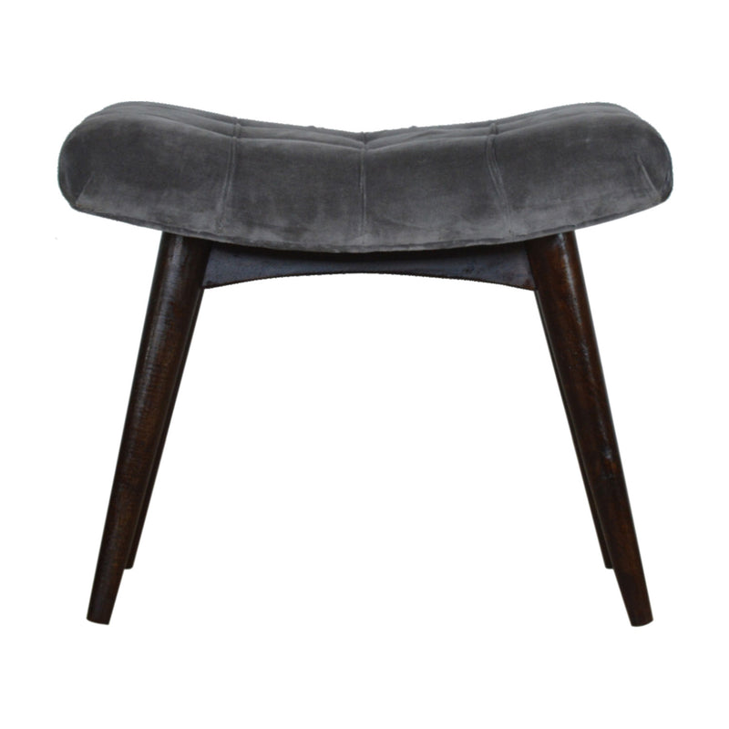 Luxor Grey Velvet Curved Seat Bench by Lavishway | Benches & Storage Benches-59475