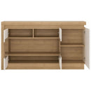 Lyon Oak Finish 3 Doors Glazed Long Sideboard by Lavishway | Sideboards-44393