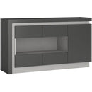 Lyon Grey Gloss 3 Doors Glazed Long Sideboard by Lavishway | Sideboards-44377