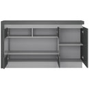 Lyon Grey Gloss 3 Doors Glazed Long Sideboard by Lavishway | Sideboards-44376
