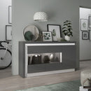 Lyon Grey Gloss 3 Doors Glazed Long Sideboard by Lavishway | Sideboards-44375