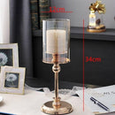 Golden Metal & Glass Candle Holder by Lavishway | Candle Holders-39878