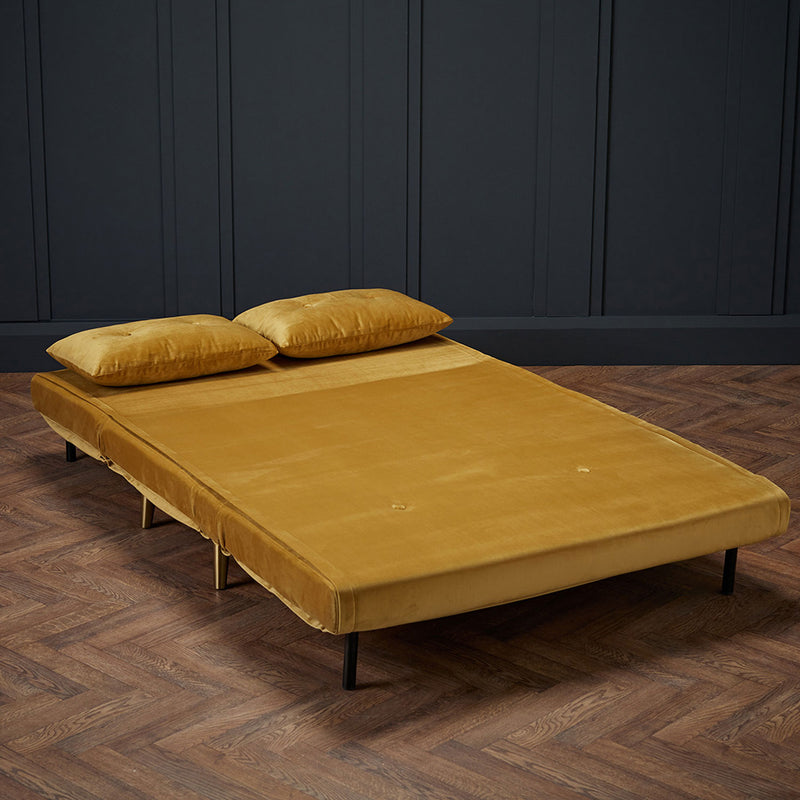 Madison Mustard Velvet Sofa Bed by Lavishway | Velvet Sofa-28466