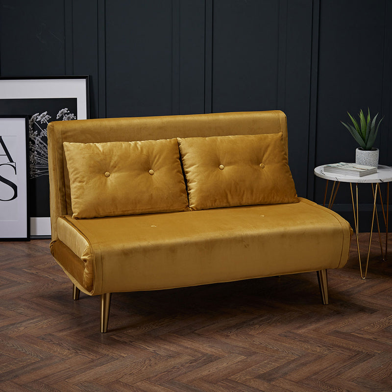 Madison Mustard Velvet Sofa Bed by Lavishway | Velvet Sofa-28465