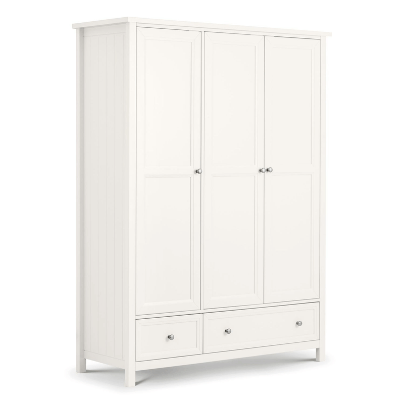 Maine 3 Doors Solid Pine Wardrobe by Lavishway | Wardrobe-61846