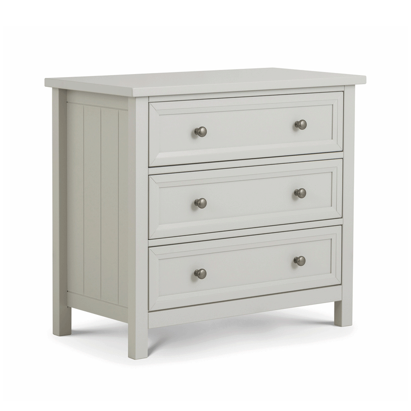 Maine Dove Grey Solid Pine 3 Drawers Chest by Lavishway | Chest Of Drawers-61815