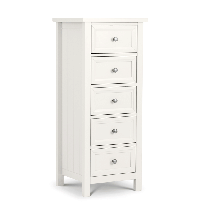 Maine White Pine Tall Narrow 5 Drawers Chest by Lavishway | Chest Of Drawers-61801