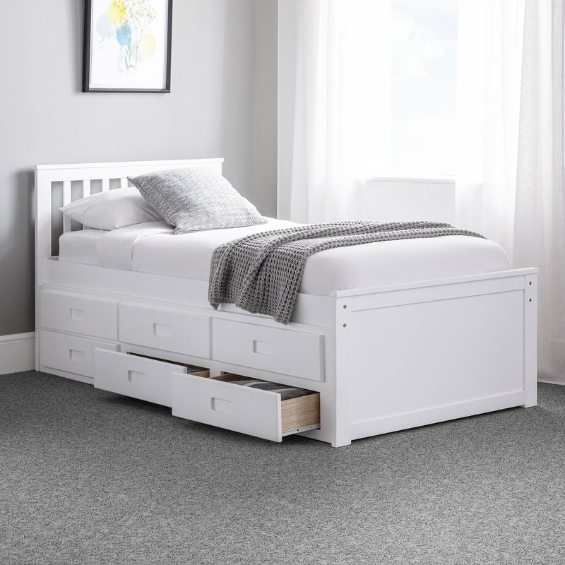 Maisie Pine White Captains Bed by Lavishway | Wooden Beds-61834