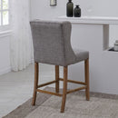 Mal Grey Fabric Barstool With Wooden Legs by Lavishway | Bar Stools-24870