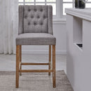 Mal Grey Fabric Barstool With Wooden Legs by Lavishway | Bar Stools-24869