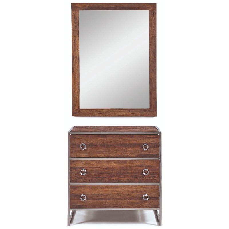 Malmo Rustic Wooden 3 Drawers Chest & Mirror by Lavishway | Wall Mirrors-24866