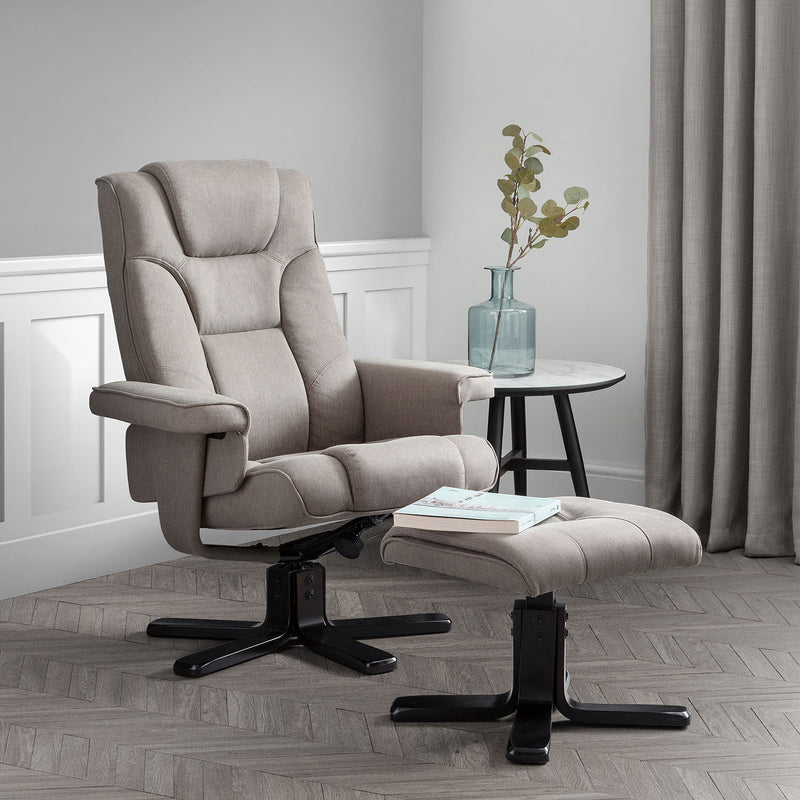 Malmo Swivel Recliner Chair & Footstool by Lavishway | Recliner Armchairs-61802