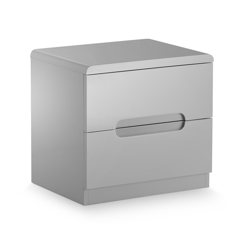 Manhattan Grey High Gloss 2 Drawers Bedside by Lavishway | Bedside Tables-61794