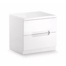 Manhattan White High Gloss 2 Drawers Bedside by Lavishway | Bedside Tables-61793