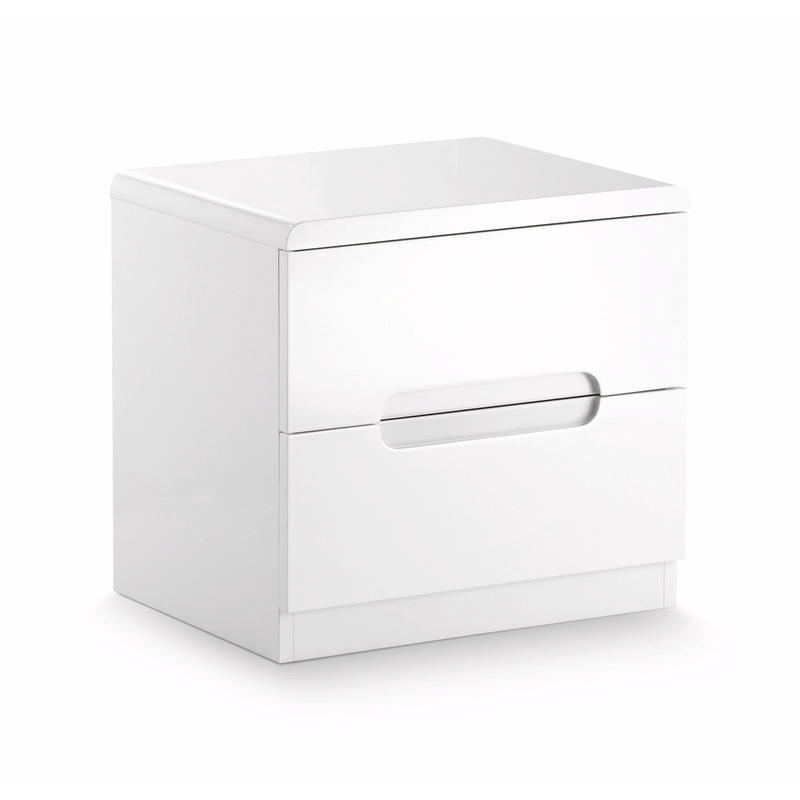 Manhattan White High Gloss 2 Drawers Bedside by Lavishway | Bedside Tables-61793