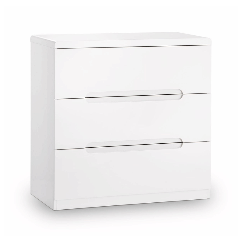 Manhattan White High Gloss 3 Drawers Chest by Lavishway | Chest Of Drawers-61789