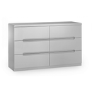 Manhattan Grey Gloss Wide 6 Drawers Chest by Lavishway | Chest Of Drawers-61778