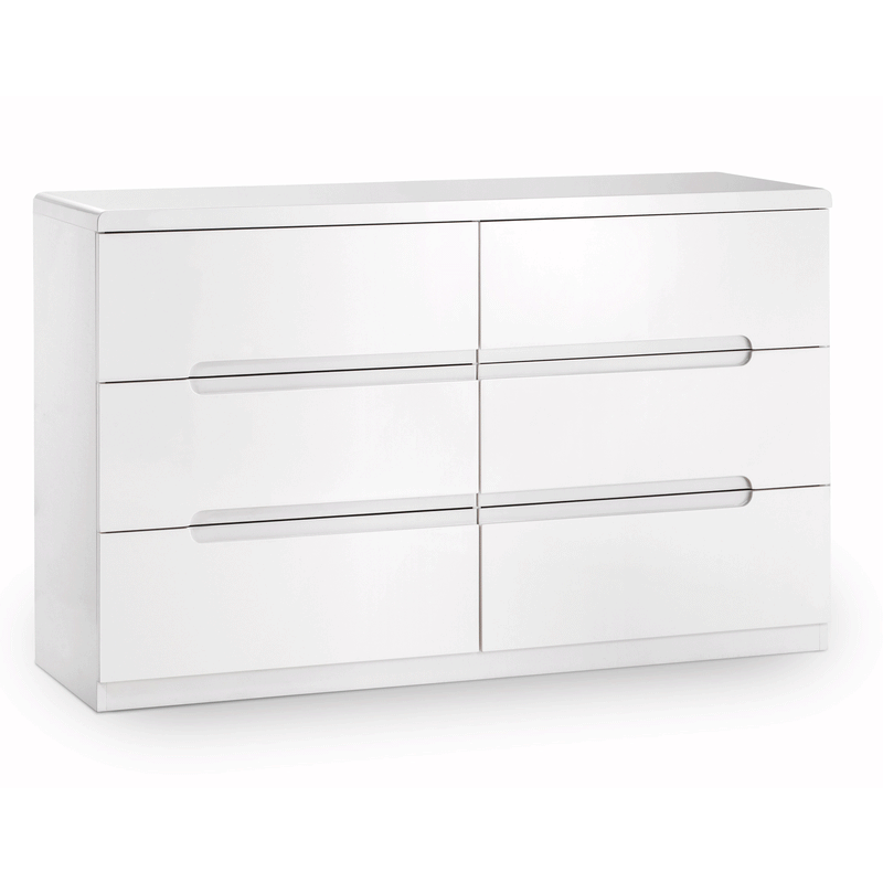 Manhattan White High Gloss 6 Drawers Chest by Lavishway | Chest Of Drawers-61777