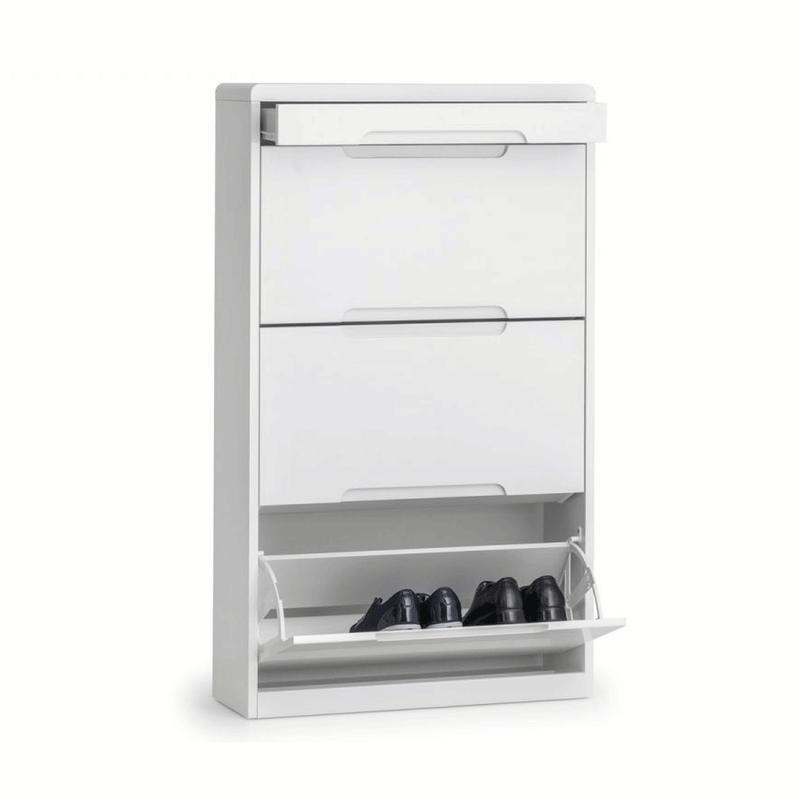 Manhattan White High Gloss Shoes Cabinet by Lavishway | Shoe Cabinets-61763
