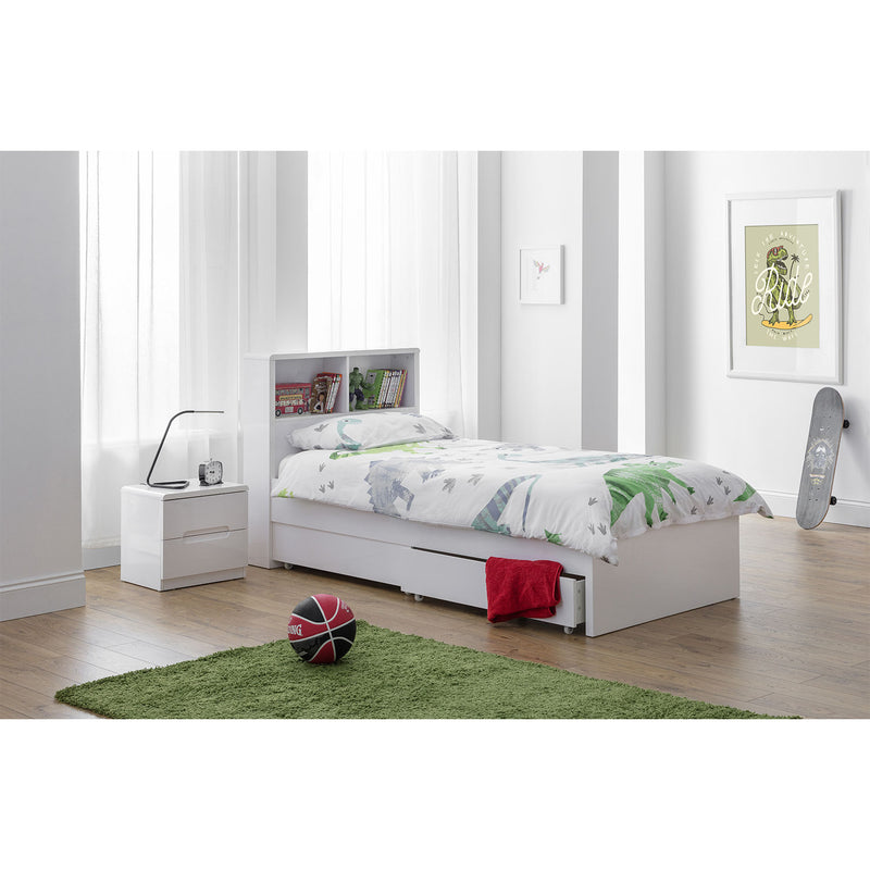 Manhattan White High Gloss Bookcase Bed by Lavishway | Wooden Beds-61786