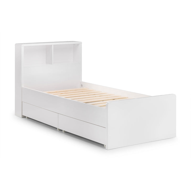 Manhattan White High Gloss Bookcase Bed by Lavishway | Wooden Beds-61785
