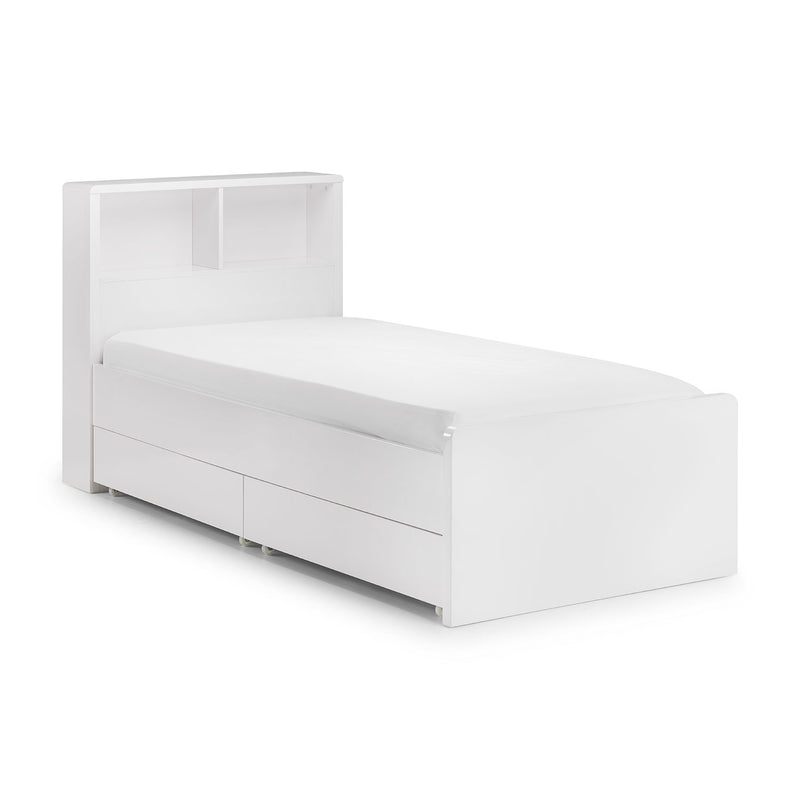Manhattan White High Gloss Bookcase Bed by Lavishway | Wooden Beds-61784