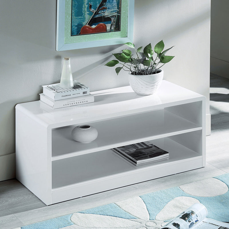 Manhattan White High Gloss Compact TV Unit by Lavishway | TV Units Cabinets-61775