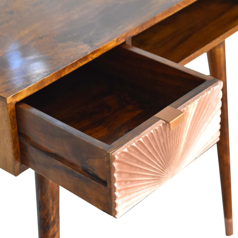 Manila Copper Brass 1 Drawer Writing Desk by Lavishway | Reclaimed Wood Desks-58879