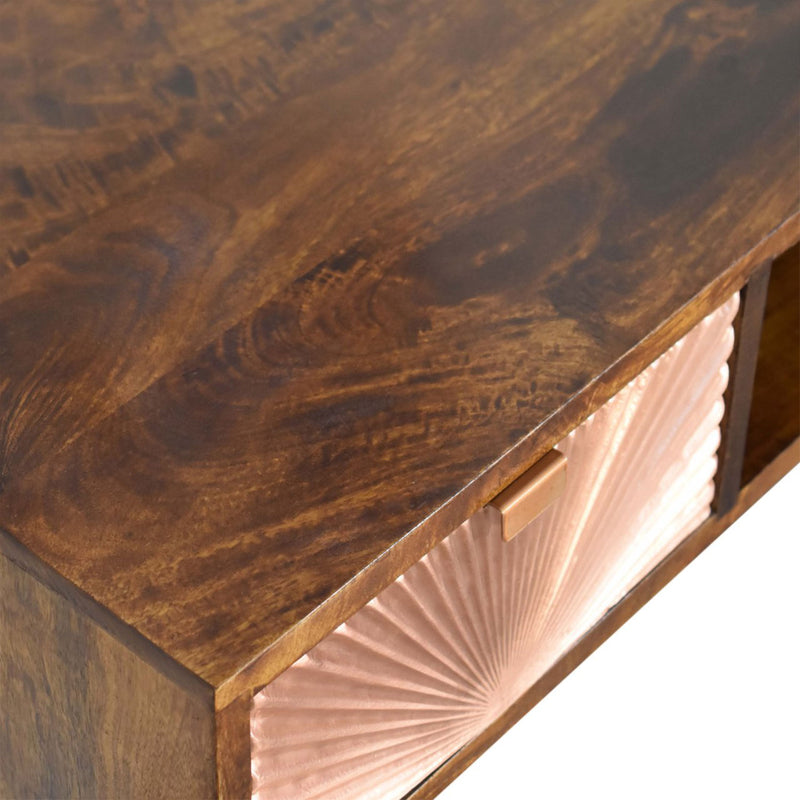 Manila Copper Brass 1 Drawer Writing Desk by Lavishway | Reclaimed Wood Desks-58881