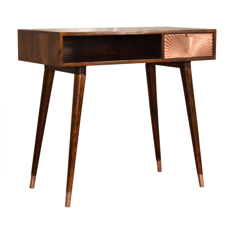 Manila Copper Brass 1 Drawer Writing Desk by Lavishway | Reclaimed Wood Desks-58877