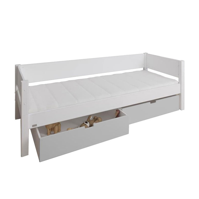 Manis 2 Drawers Contemporary White Bed by Lavishway | Wooden Beds-26502