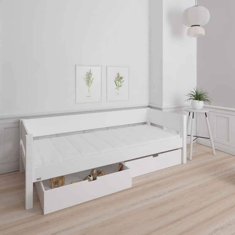 Manis 2 Drawers Contemporary White Bed by Lavishway | Wooden Beds-26489