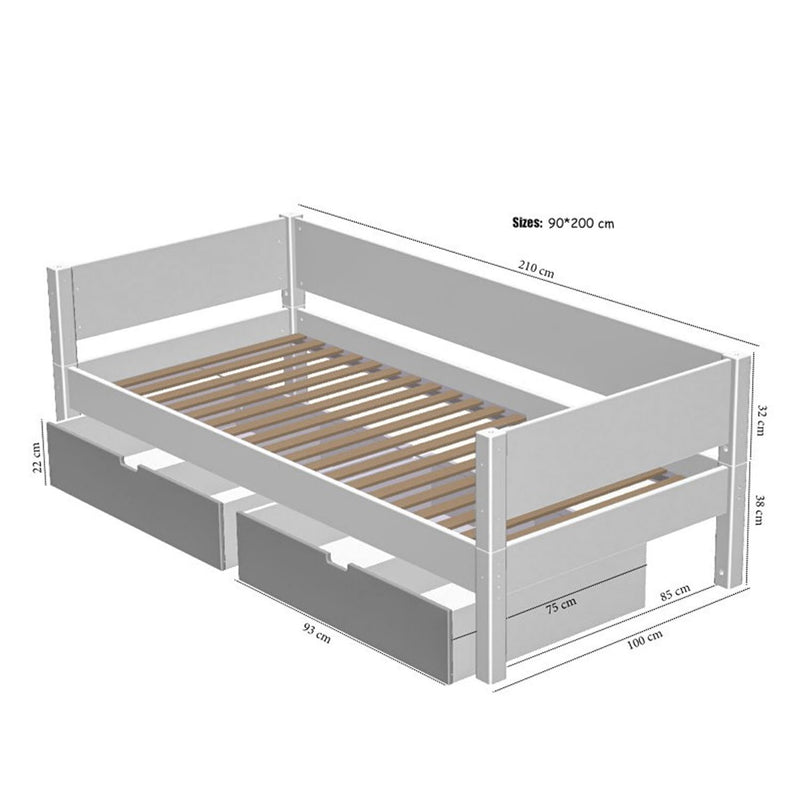 Manis 2 Drawers Contemporary White Bed by Lavishway | Wooden Beds-26510