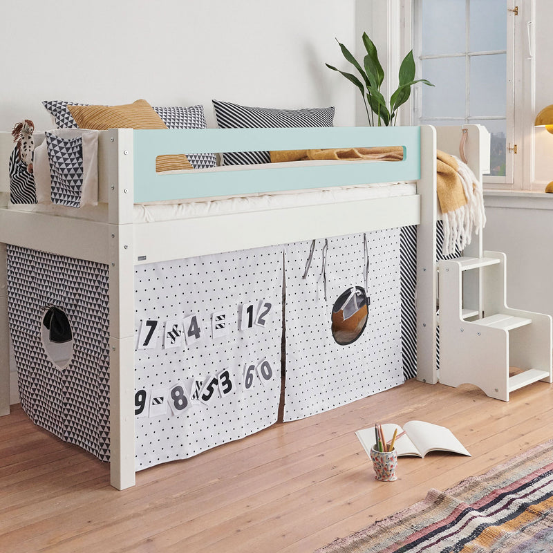 Manis White Mid Sleeper Bed & Safety Rail by Lavishway | Wooden Beds-26405