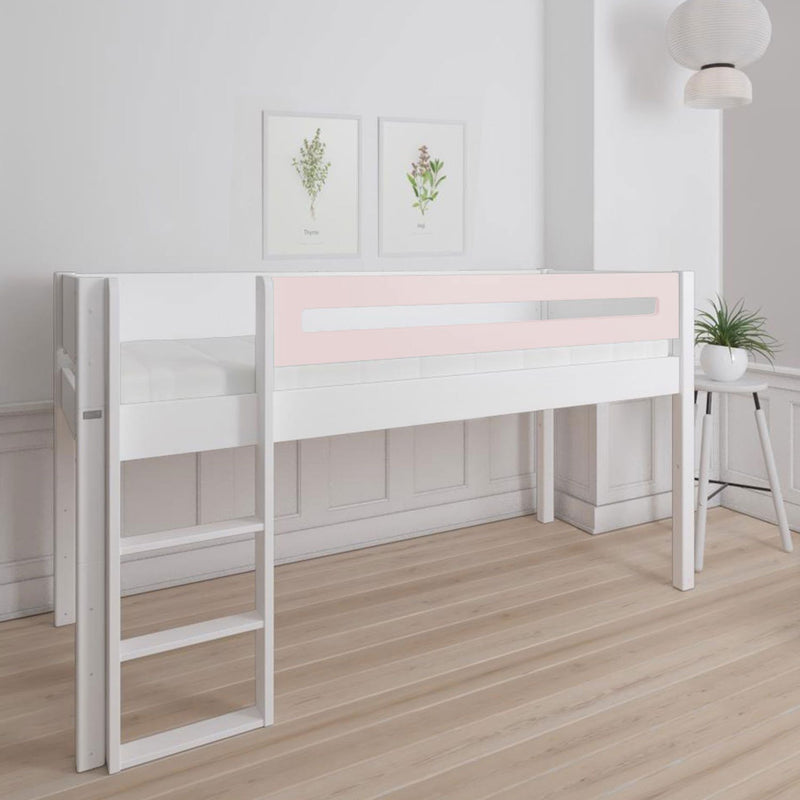 Manis White Mid Sleeper Bed & Safety Rail by Lavishway | Wooden Beds-26410