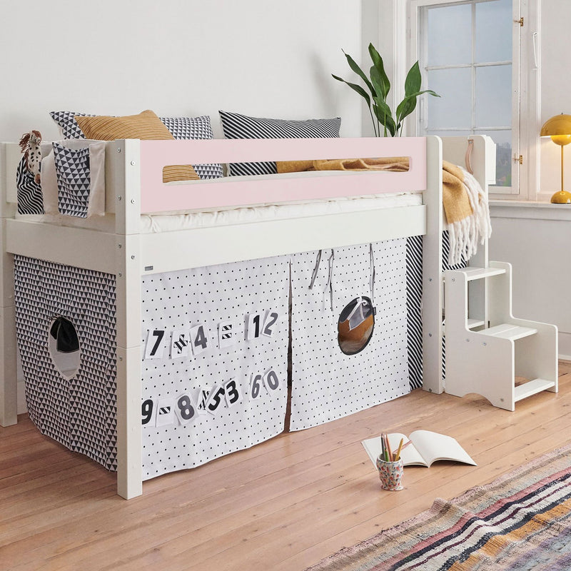 Manis White Mid Sleeper Bed & Safety Rail by Lavishway | Wooden Beds-26402