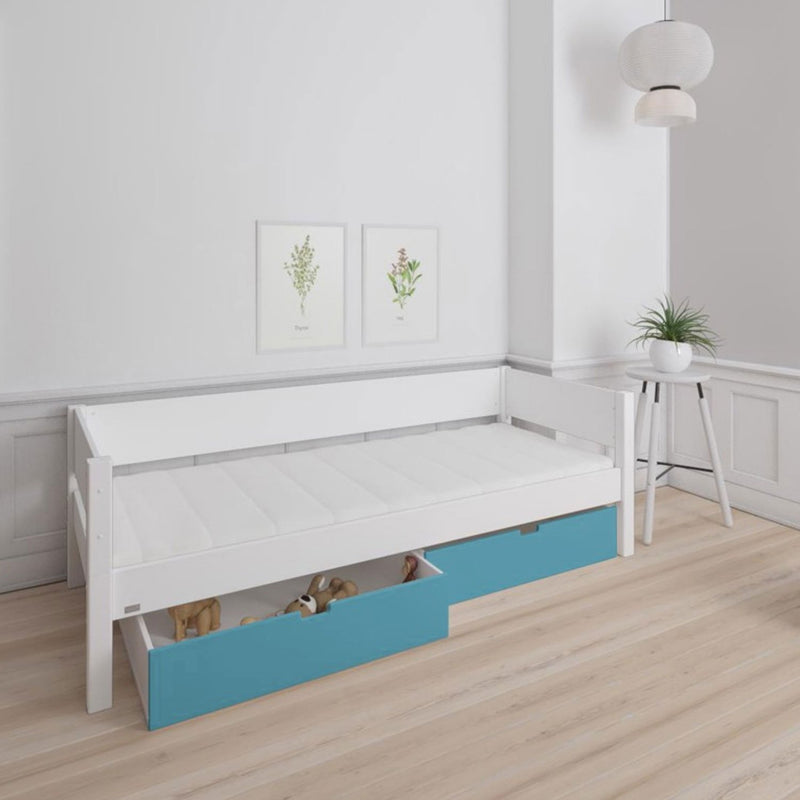 Manis 2 Drawers Contemporary White Bed by Lavishway | Wooden Beds-26490